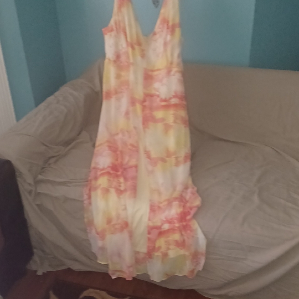 Lane Bryant Pink and Yellow Maxi Dress